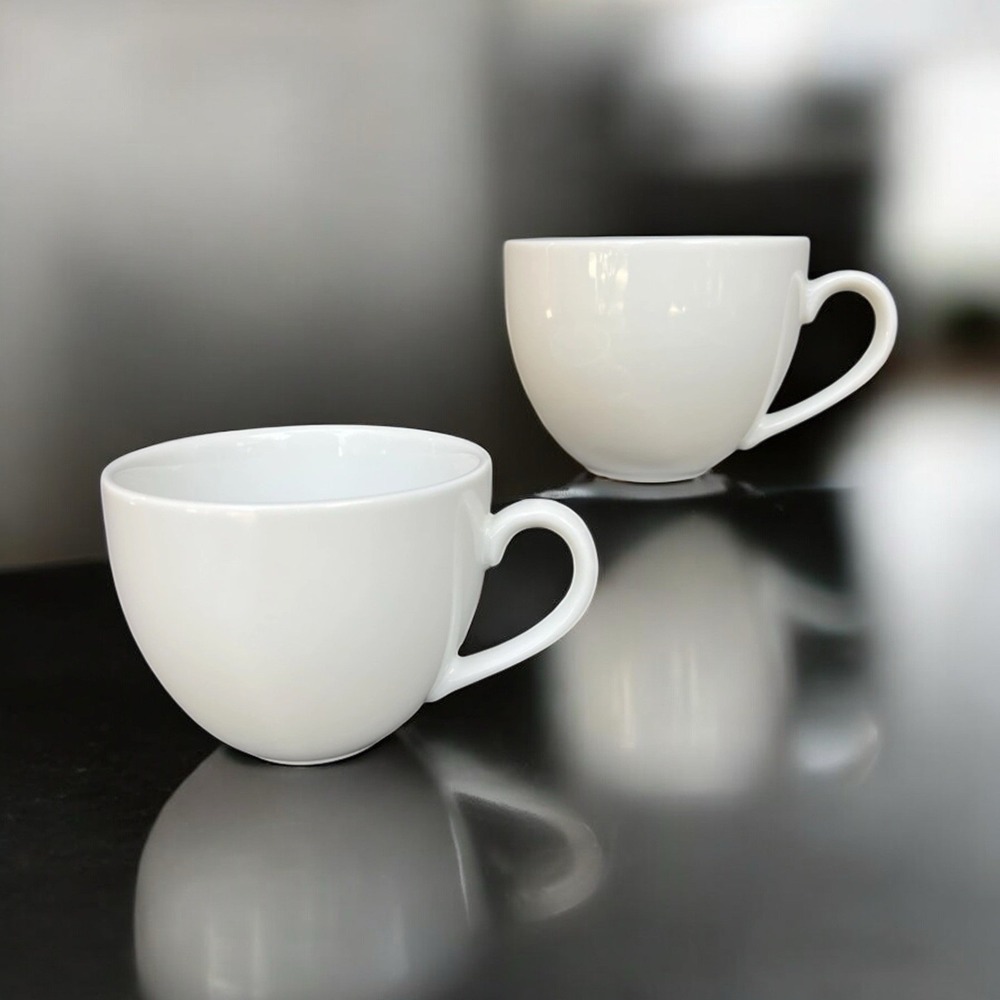 Williams Sonoma Brasserie White 3" x 3.75" Diameter Cups Set of 2 Made in Japan